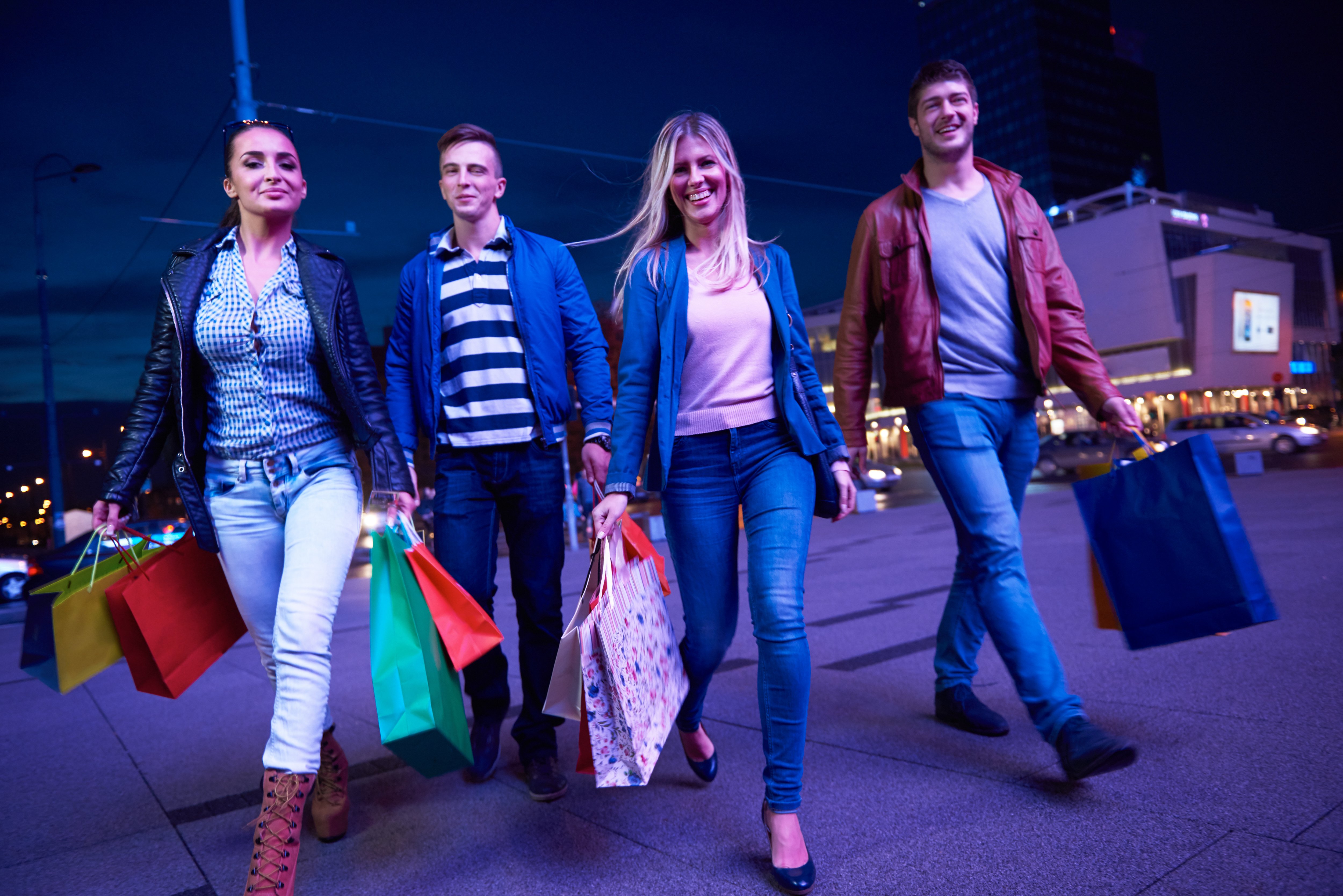 Happy shoppers on Black Friday
